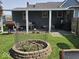 Spacious backyard with a fire pit and a covered patio area, ideal for outdoor entertaining at 1517 N E St, Elwood, IN 46036