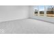 Spacious living room featuring plush gray carpeting and large windows with backyard views at 1145 Bevy Blvd, Danville, IN 46122