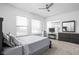 Bright bedroom with carpeted floor, large windows, and ceiling fan at 1825 N New Jersey St, Indianapolis, IN 46202