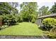 Spacious backyard featuring well-maintained grass, mature trees, and privacy at 6348 Kingsley Dr, Indianapolis, IN 46220