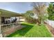 Lush backyard with a covered patio, green grass, and a cozy fire pit area at 1641 Winton Ave, Indianapolis, IN 46224