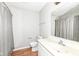 Cozy bathroom featuring a shower with curtain and a wood floor at 4007 Bullfinch Way, Westfield, IN 46062