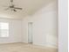 Bedroom showcases vaulted ceilings, a fan, and a double door closet at 13834 Keams Dr, Fishers, IN 46038