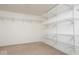 Bright walk-in closet featuring white walls, carpeted floor and wire shelving at 13834 Keams Dr, Fishers, IN 46038