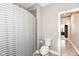 Bathroom with shower, toilet, and vanity at 520 Bridgemont Ln, Carmel, IN 46032