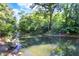 Serene creek view with lush green trees reflected on the water at 3441 S Overlook Pass, New Palestine, IN 46163