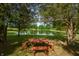 Scenic view of the pond, trees, and a picnic table, perfect for outdoor relaxation and enjoying nature's beauty at 3592 W Smokey Row Rd, Bargersville, IN 46106