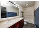 Clean bathroom with double vanity and a tub shower combo at 2959 Hearthside Dr, Greenwood, IN 46143