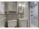Clean bathroom with shower/tub and updated vanity at 4522 Thornleigh Dr, Indianapolis, IN 46226