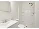All white bathroom featuring a sink and shower at 2521 Prospect St, Indianapolis, IN 46203