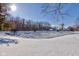 Frozen pond surrounded by snow-covered trees and houses at 6361 Crystal Springs Dr, Avon, IN 46123