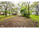 Backyard view of a shed on a lot surrounded by trees at 715 N Warman Ave, Indianapolis, IN 46222