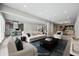 Virtually staged basement sitting area with a large sofa and coffee table at 1023 Westview Point Dr, Columbus, IN 47201