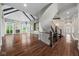 High-ceiling great room with hardwood floors and fireplace at 1023 Westview Point Dr, Columbus, IN 47201