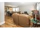 Open living space with leather furniture and view into kitchen area at 1601 Spruce St, Indianapolis, IN 46203