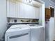 Bright laundry room, featuring white cabinets, LG washer and dryer, and stylish shelving at 2882 N Indiana 13, Anderson, IN 46011