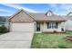 Charming one-story home with a brick and vinyl facade, attached garage, and manicured front yard at 14944 Mia Dr, Carmel, IN 46033