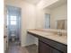 Simple bathroom with single vanity and shower/tub combo at 4612 Amber Wood Dr, Indianapolis, IN 46235