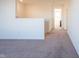 Upstairs hallway with carpeted floor and access to bedrooms at 4612 Amber Wood Dr, Indianapolis, IN 46235