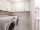 Bright laundry room with modern washer and dryer, ample storage, and a sink at 7629 Farm View W Cir, Indianapolis, IN 46256
