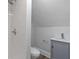 Small bathroom with shower, toilet and vanity at 1126 W 28Th St, Indianapolis, IN 46208