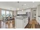 Open concept kitchen with island, stainless steel appliances, and white cabinetry at 14115 Larson Dr, Carmel, IN 46033