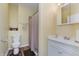 Clean bathroom with shower and vanity at 6023 Twyckenham Dr, Indianapolis, IN 46236