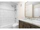 Modern bathroom with white subway tile and marble vanity at 1003 Alabama St, Indianapolis, IN 46202
