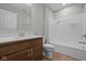 Stylish bathroom with modern vanity, toilet, and shower/tub combo at 4068 Berry Chase Blvd, Greenwood, IN 46143