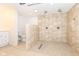 Basement bathroom with a large walk-in shower and double sinks at 4621 E 37Th St, Indianapolis, IN 46218