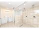 Basement bathroom with a walk-in shower and double vanity at 4621 E 37Th St, Indianapolis, IN 46218