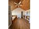 Large bathroom with wooden ceiling, double sinks, soaking tub, and standing shower at 5682 N Michigan Rd, Fairland, IN 46126