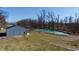 Spacious property featuring a modern outbuilding and a tranquil pond, surrounded by bare trees at 5682 N Michigan Rd, Fairland, IN 46126
