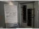 Indoor shot of an electrical panel with legible labels and safety information at 2301 S Vine St, Muncie, IN 47302