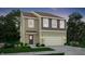 Two-story house with beige and gray siding, a two-car garage, and landscaping at 4555 Nokes Pl, Indianapolis, IN 46235