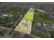 Aerial view showcases a grand estate with a home, pool, and lush greenery within property lines at 2940 Washington St, Columbus, IN 47201