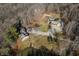 Aerial view of two houses and expansive property with pond at 3264 W Roberts Rd, Trafalgar, IN 46181