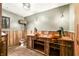 Unique bathroom with rustic wood finishes and antique sinks at 3264 W Roberts Rd, Trafalgar, IN 46181
