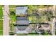 Directly overhead view of houses, revealing roof types, yard sizes, and the density of the neighborhood at 35 S Catherwood Ave, Indianapolis, IN 46219