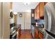 Full view of the kitchen with stainless steel appliances at 3965 N Meridian St # Apt 6C, Indianapolis, IN 46208