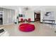 Lobby with circular seating and modern artwork at 3965 N Meridian St # Apt 6C, Indianapolis, IN 46208