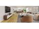 Open living room showcasing hardwood floors, modern furniture, and a view into the dining area at 1306 E Minnesota St, Indianapolis, IN 46203