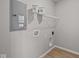 Utility room features a shelving unit, utility hookups, and practical space for laundry and storage at 1705 Real St, Indianapolis, IN 46240