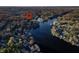 Aerial view showcasing property location on a lake at 387 W Roszell Dr, Nineveh, IN 46164