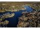 Aerial showing lakefront community and property location at 387 W Roszell Dr, Nineveh, IN 46164