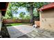 Backyard patio featuring wooden fence and overhead lighting at 6072 Meridian St W Dr, Indianapolis, IN 46208