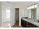 Modern bathroom with granite countertops, double sinks and shower at 7618 Corsican Cir, Avon, IN 46123