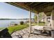 Back patio with stone surface and lakeside view at 3150 Beach Blvd, Cicero, IN 46034