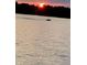 A speeding boat races across the lake at sunset, a testament to speed and the joy of lake activities at 3150 Beach Blvd, Cicero, IN 46034