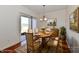 Staged dining room featuring an area rug, dining set for six, and a decorative light fixture at 316 Society Dr, Indianapolis, IN 46229